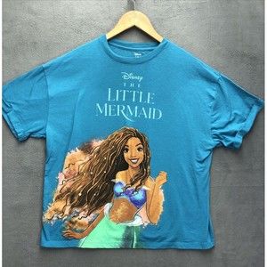The Little Mermaid Women's Tee Shirt Size Small Teal Blue Graphic